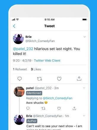 twitter label example screenshot