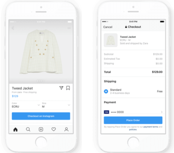 instagram in app shopping screenshot