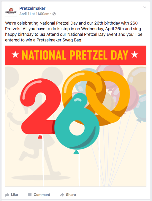 National Pretzel Day Facebook post National Pretzel Day Facebook post