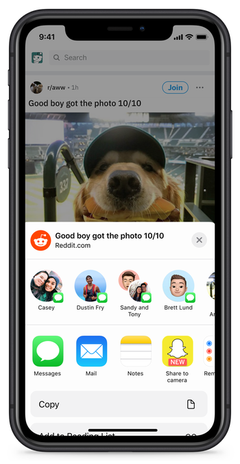 Snapchat Reddit Share