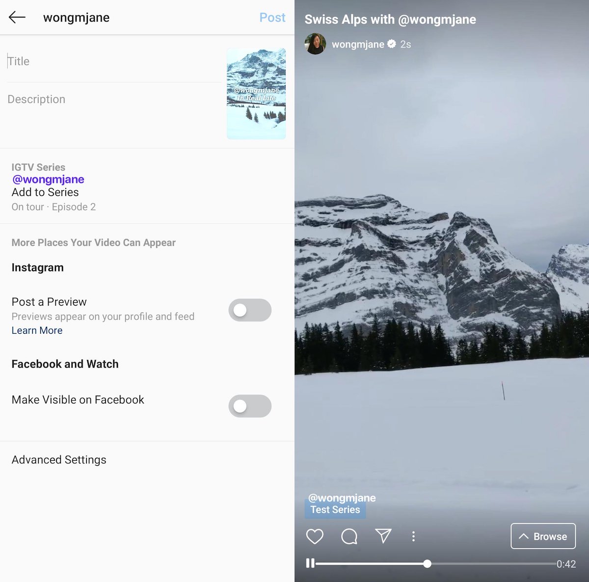 off-IGTV on Facebook